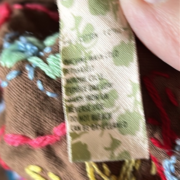 FREE PEOPLE VINTAGE FLOWER POWER BOHO EMBROIDERED BROWN SKIRT SIZE L - Picture 9 of 11